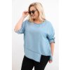 Dámská blůza Plus Size z lyocellu s asymetrickým lemem jeansová (Velikost UNI, Barva Modrá - tmavě)