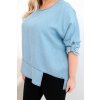Dámská blůza Plus Size z lyocellu s asymetrickým lemem jeansová (Velikost UNI, Barva Modrá - tmavě)