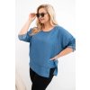 Dámská blůza Plus Size z lyocellu s asymetrickým lemem jeansová (Velikost UNI, Barva Modrá - tmavě)