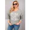 Dámská blůza Plus Size s potiskem Love You More mentolová (Velikost UNI, Barva Tyrkysová)