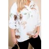 Dámská blůza Plus Size z viskózy s kapucí a květinovým vzorem béžová (Velikost UNI, Barva Béžová)