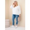 Dámská bavlněná blůza Plus Size s výstřihem do V bílá (Velikost UNI, Barva Bílá)