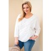 Dámská bavlněná blůza Plus Size s výstřihem do V bílá (Velikost UNI, Barva Bílá)