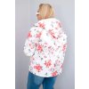 Dámská jarní prošívaná bunda Plus Size s kapucí a květinovým vzorem bílá (Velikost UNI, Barva Bílá)