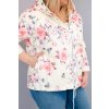 Dámská jarní prošívaná bunda Plus Size s kapucí a květinovým vzorem bílá (Velikost UNI, Barva Bílá)