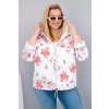 Dámská jarní prošívaná bunda Plus Size s kapucí a květinovým vzorem bílá (Velikost UNI, Barva Bílá)