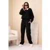 Dámský komplet máslo mikina s límečkem a rovné kalhoty (Velikost UNI, Barva Černá)