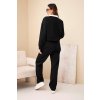 Dámský komplet máslo mikina s límečkem a rovné kalhoty (Velikost UNI, Barva Černá)