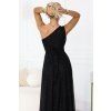 Numoco Dlouhé, lesklé večerní šaty na jedno rameno - klasická černá 656-3 (Velikost UNI, Barva Černá)