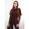 Dámská bavlněná blůza s krajkovými rukávy (Velikost UNI, Barva Hnědá)