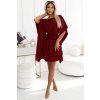 Numoco SOFIA Motýlí šaty se zavazováním v pase - Vínová barva 287-34 (Velikost L/XL, Barva Bordó)