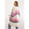 Dámský kardigan IT87 s barevnými pruhy (Velikost UNI, Barva Růžová)