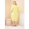 Dámské bavlněné šaty Plus Size s ohrnutým rukávem a kapsami (Velikost UNI, Barva Žlutá)