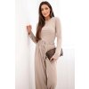 Dámský viskózový komplet s blůzou a širokými kalhotami (Velikost UNI, Barva Béžová)