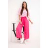 Dámský komplet z viskózy s tričkem a širokými kalhotami (Velikost UNI, Barva Růžová)