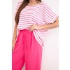 Dámský komplet z viskózy s tričkem a širokými kalhotami (Velikost UNI, Barva Růžová)