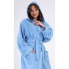 Dámský župan dlouhý s kapucí Modrásek (Barva Modrá, Velikost XL)
