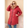 Dámská zimní prošívaná bunda Plus Size s kapucí bordová (Velikost UNI, Barva Bordó)