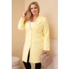 Dámský plášť Plus Size dlouhý s límcem a kapsami žlutý (Velikost UNI, Barva Žlutá)