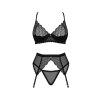Komplet Obsessive Chemeris 3-pcs set (Velikost XS/S, Barva Černá)