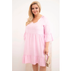 Dámské šaty Plus Size 21597 (Velikost UNI, Barva Růžová)