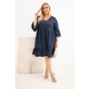 Dámské šaty Plus Size 21597 (Velikost UNI, Barva Modrá)