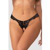 Tanga Obsessive Trinise crotchless thong (Velikost L/XL, Barva Černá)