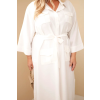 Dámské šaty Plus Size 8080 s páskem (Velikost UNI, Barva Smetanová)