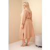 Dámské šaty Plus Size 8080 s páskem (Velikost UNI, Barva Smetanová)