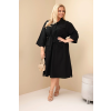 Dámské šaty Plus Size 8080 s páskem (Velikost UNI, Barva Smetanová)
