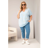 Dámská halenka Plus Size 6802 (Velikost UNI, Barva Modrá)