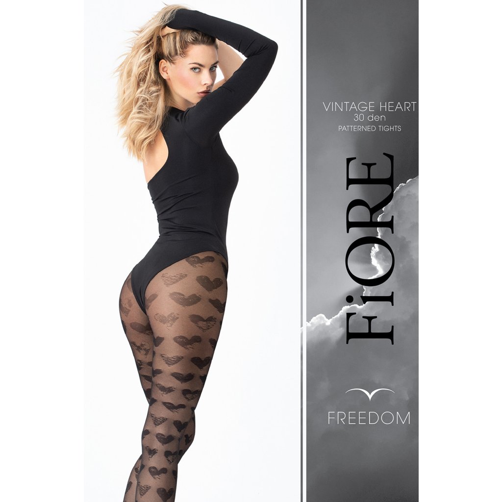 97261 1 silonkove puncochace fiore vintage heart 30 den g6072 velikost 4 l barva cerna