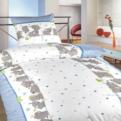 Obliečky krep Slony denim