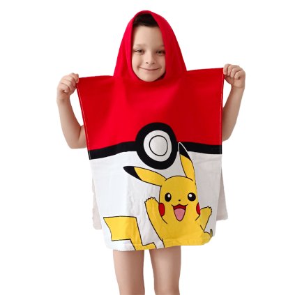 Detské pončo Pokémon Pokéball a Pikachu