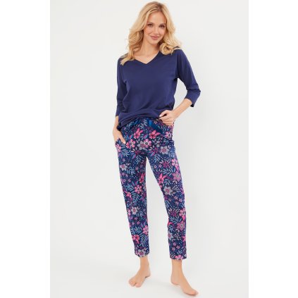 152813 5 damske pyzamo italian fashion folk r 3 4 sp 7 8 velikost m barva modra tmave