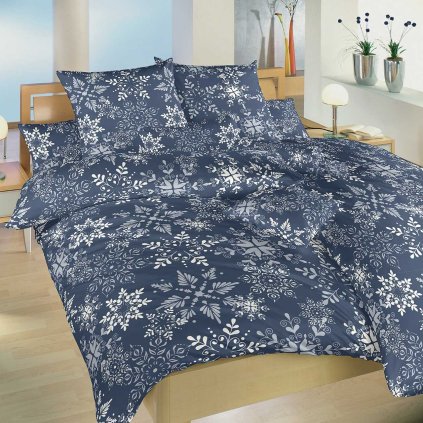 154334 povleceni bavlna snowflakes tmave modre