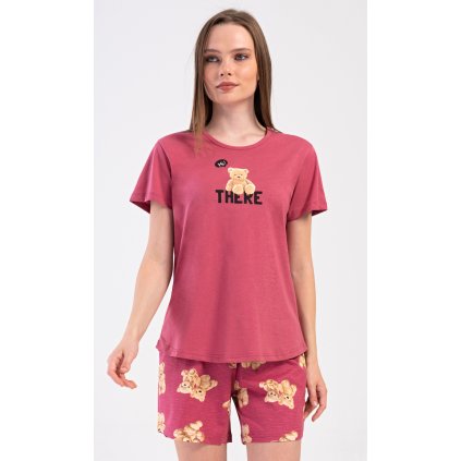 158288 damske pyzamo sortky pink bear