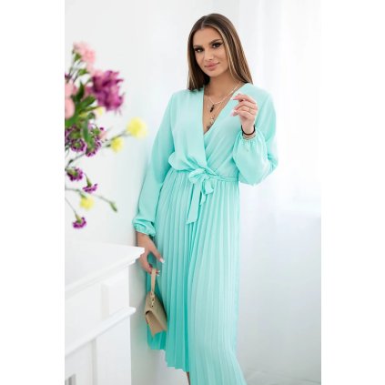 185159 24 saty 1027m se svazanym plisovanym lemem velikost uni barva modra svetle