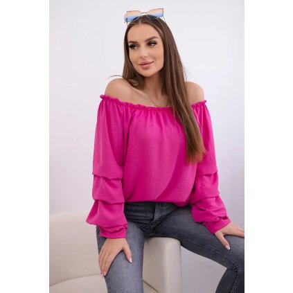 158762 28 spanelska halenka kiwi s ozdobnymi rukavy velikost uni barva ruzova tmave