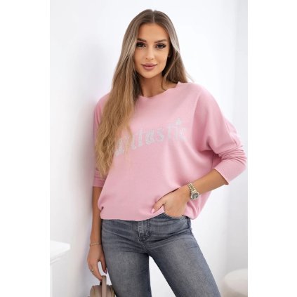 159464 4 halenka s napisem fantastic velikost uni barva ruzova svetle