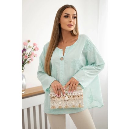 159500 8 kosilova halenka kaira s vysivanym vzorem velikost uni barva tyrkysova