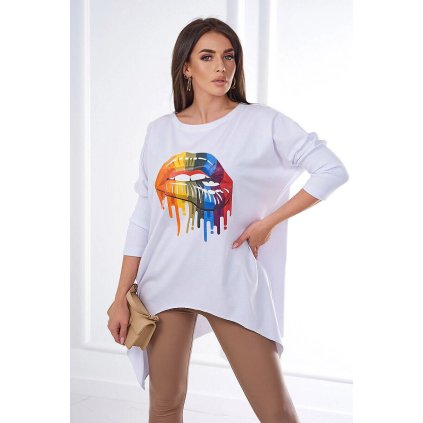 215819 oversize halenka s duhovym potiskem rtu bila velikost uni barva bila