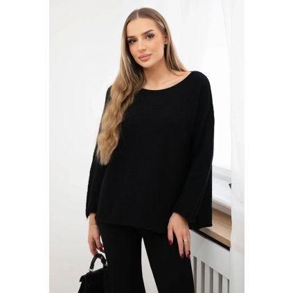 222431 svetr s kulatym vystrihem bonbonove ruzova velikost uni barva cerna