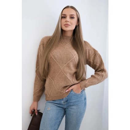 161558 12 svetr selena s modnim vzorem velikost uni barva bezova