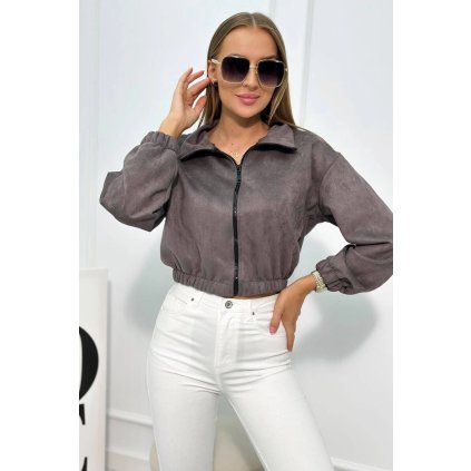 161879 18 semisova mikina na zip hazel velikost uni barva seda