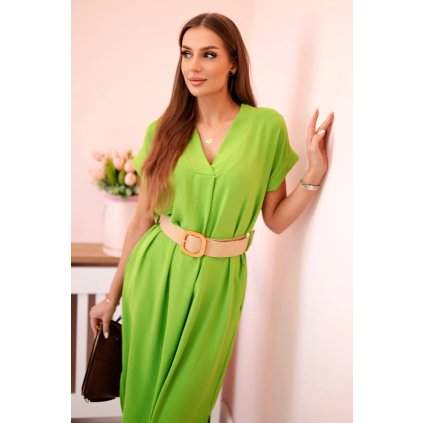 224810 saty 5904 s ozdobnym paskem velikost uni barva zelena svetle