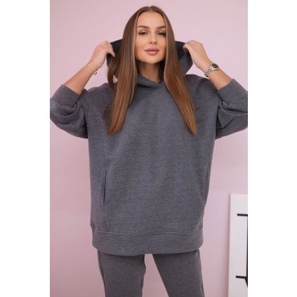 228081 damska zateplena souprava etta mikina teplaky velikost uni barva seda tmave