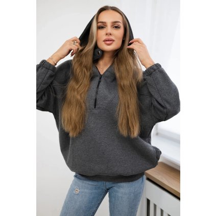 169889 mikina harlov se zapinanim na zip a s kapuci velikost uni barva seda tmave