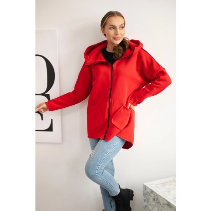 169982 zateplena mikina hush s prodlouzenymi zady a kapsami velikost uni barva cervena