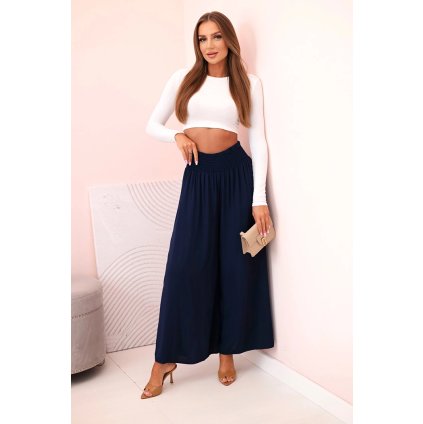 226866 damske viskozove kalhoty flora s elastickym pasem velikost uni barva modra tmave